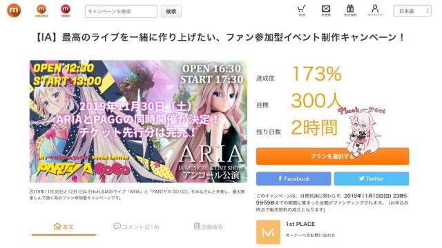 【ARIA/PAGG連動クラファンキャンペーン】約2ヶ月続いた本キャンペーンも、残り2時間と少しで終了です!