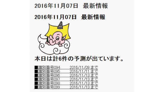 2016年11月07日　最新情報