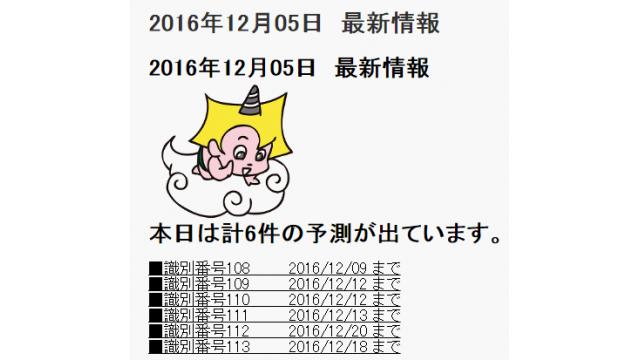 2016年12月05日　最新情報