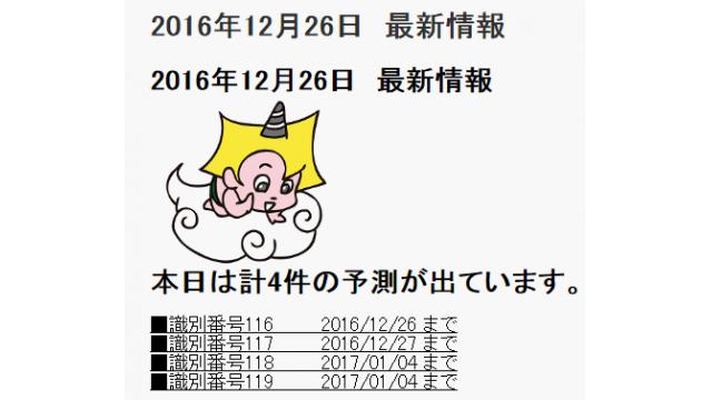 2016年12月26日　最新情報