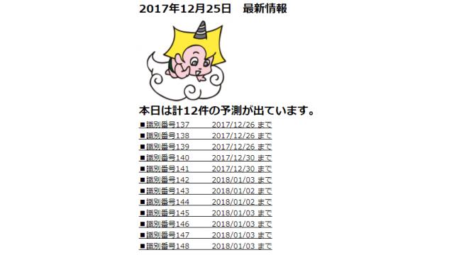 2017年12月25日　最新情報