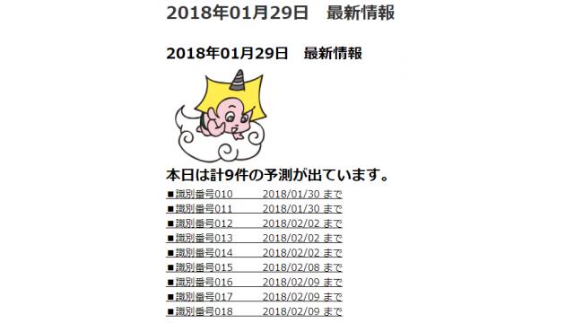 2018年01月29日　最新情報