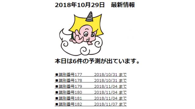 2018年10月29日　最新情報