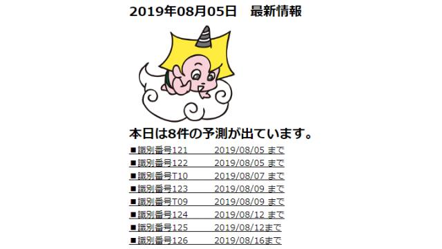 2019年08月05日　最新情報