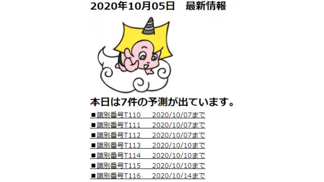 2020年10月05日　最新情報
