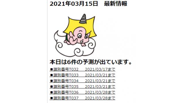 2021年03月15日　最新情報