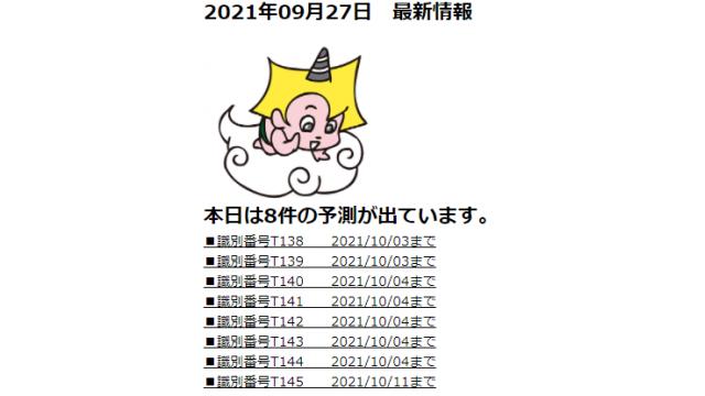 2021年09月27日　最新情報