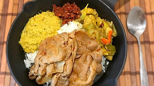 【1年1000カレー】1月21日 スリランカ ライス＆カリー 生姜焼き載せ／手作り【No.95/1,000】