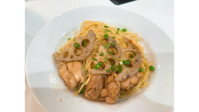 【＃１レシピ】鶏れんこんのバター醤油和風ペペロンチーノ