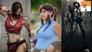 『モータルコンバット』のスカーレットにタイバニなどなど、闘う女性のコスプレ集